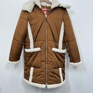 J. Crew Brown Coat with Cream Accents